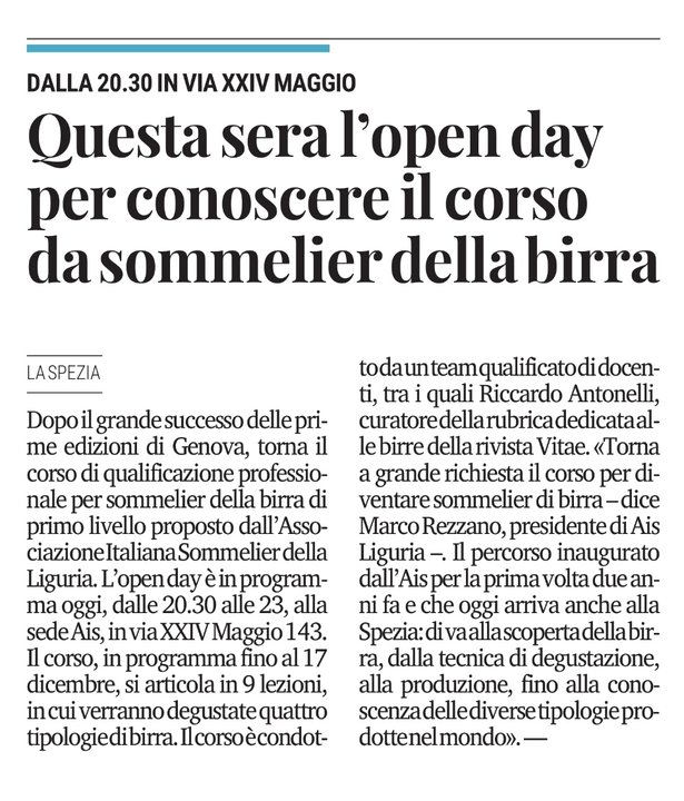 <p>Questa sera l'open day per conoscere il corso da sommelier della birra</p>